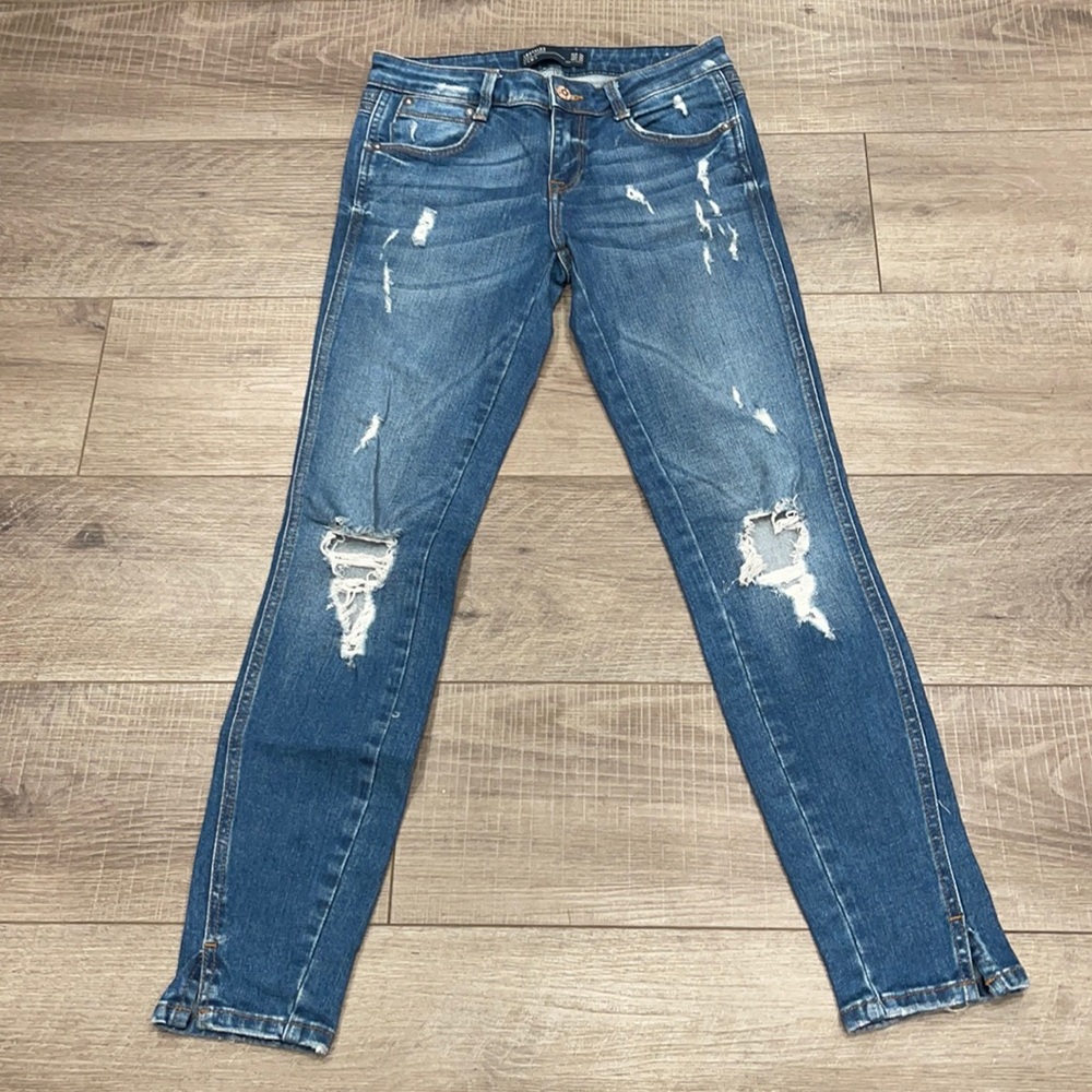 Zara Womens Distressed Trafaluc Denim Makers Jeans Size 2